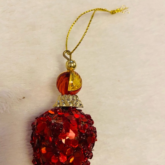 Christmas Ornaments Set of 6 Red Gold Glass Dangling Ornament EUC 🔥🔥 3 for $20 - Picture 5 of 6